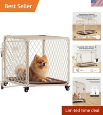 Eco-Friendly 30 Inch Dog Crate Escape-Proof with Lockable Wheels Easy Setup