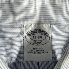 Brooks Brothers 346 Slim Fit French Cuff Shirt 16x34 Blue Color Stripe