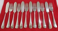 Vintage Mappin & Webb Princes Plate Rattail Pattern Fish Knives & Forks 12 Piece