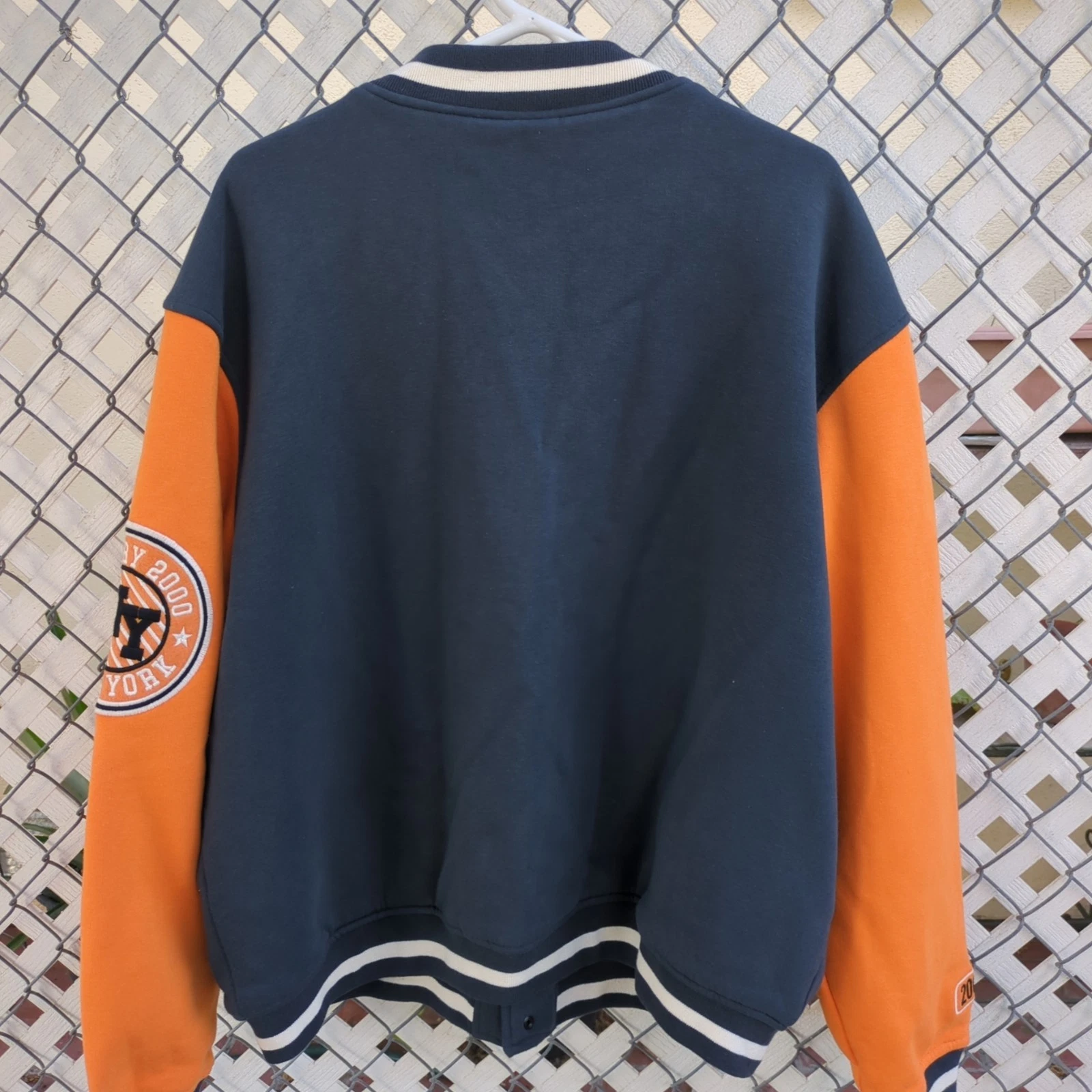 Zara Patch BOMBER JACKET New York Orange & Blue NY Baseball Varsity Men’s XL image 2
