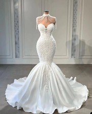 Luxury Mermaid Wedding Dresses Bride Sweetheart Beaded Lace Applique Bridal Gown