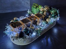 Künstlich Adventskranz Weihnachtsgesteck Weihnachten Kerzen Gold Kranz Schwarz
