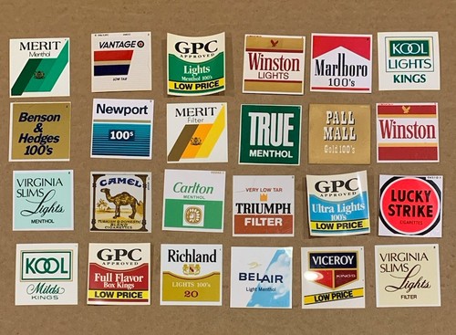 Lot of 24!!! Vintage Cigarette Vending Machine 2” x 2”Plastic Labels