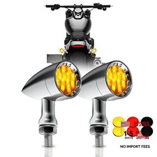 2pcs Chrome Bullet 15 LEDs Motorcycle Turn Signal Lights Front and Chrome 1