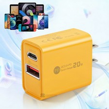 Dual Port USB  Type C Power Adapter Wall Charger Block For iPhone iPad Samsung