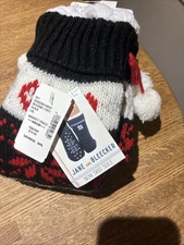 NWT Jane And Bleecker Slipper Sock L/XL -blk/red/wht