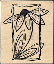 Magenta Single Daisy In Frame Rubber Stamp