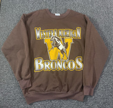 Vintage Western Michigan Broncos Team Rated Large College Football 90s Brown USA