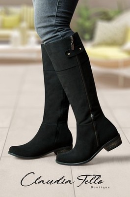 Daniela Black Microfiber Boots| Handmade Colombian | Claudia Tello Boutique
