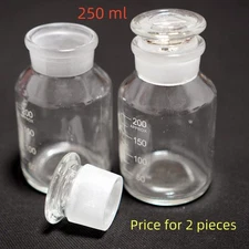 2 pieces of lab glass reagent bottle W large ground mouth