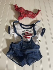 Vintage Build A Bear Jean Dress, t-shirt & Bandana -  BABW