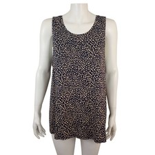 Nine West Soft Spun Navy Blue Beige Abstract Dot Print Sleeveless Tank Tunic XXL