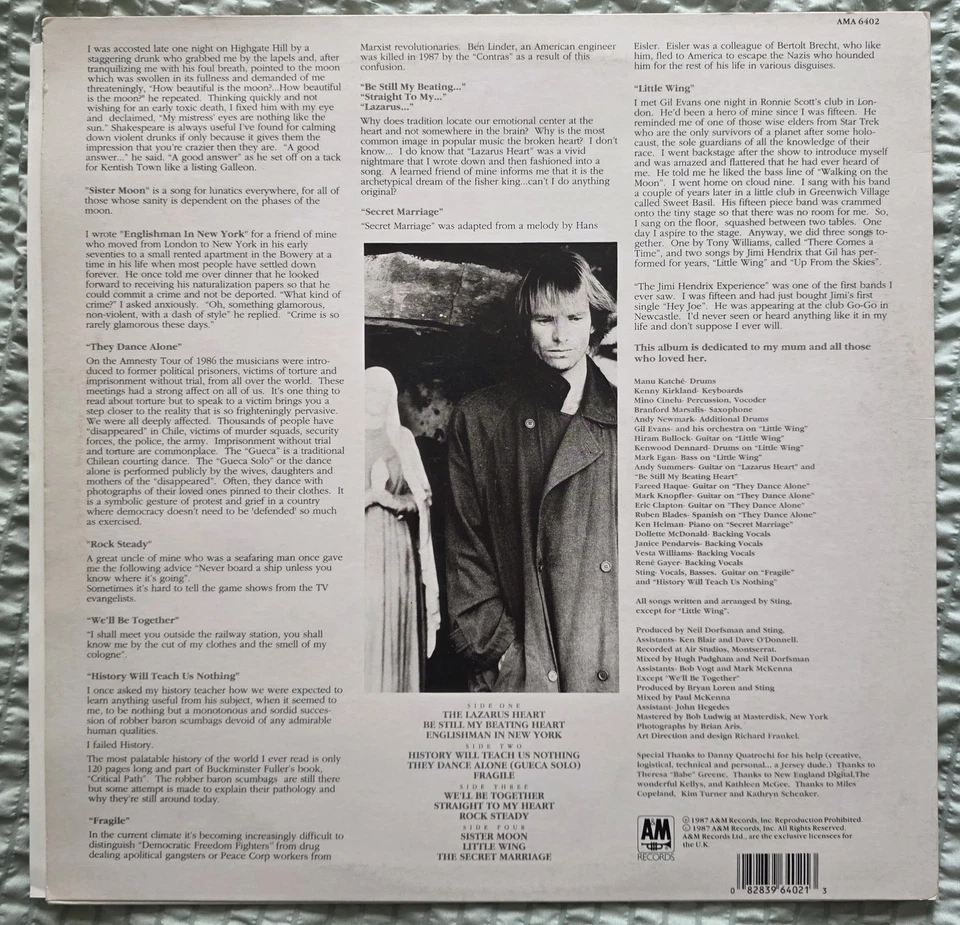 Sting – Nothing Like The Sun 2LP AMA 6402 MINT + Hype Sticker & Print - Image 2 of 4