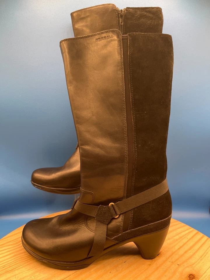 Merrell Evera Fade Boots Women's Sz 10/EU41 Black Leather Suede Side-Zip - Image 2 of 4