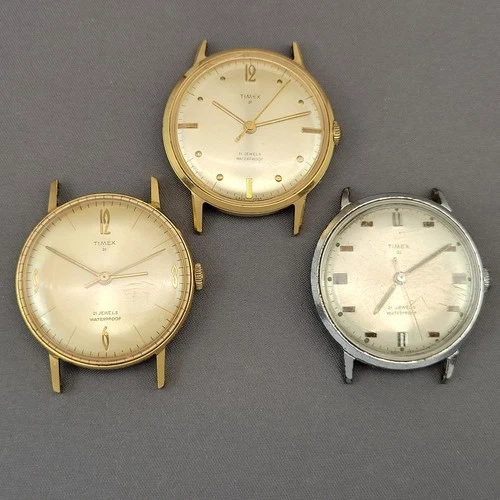 Lot 3 Vintage Timex Marlin 21 Jewel Watches - For Parts or Restore