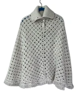 Vintage Club Monaco Angora Lambswool Crochet Poncho Fairy Cozy Grandma Elsa Vibe