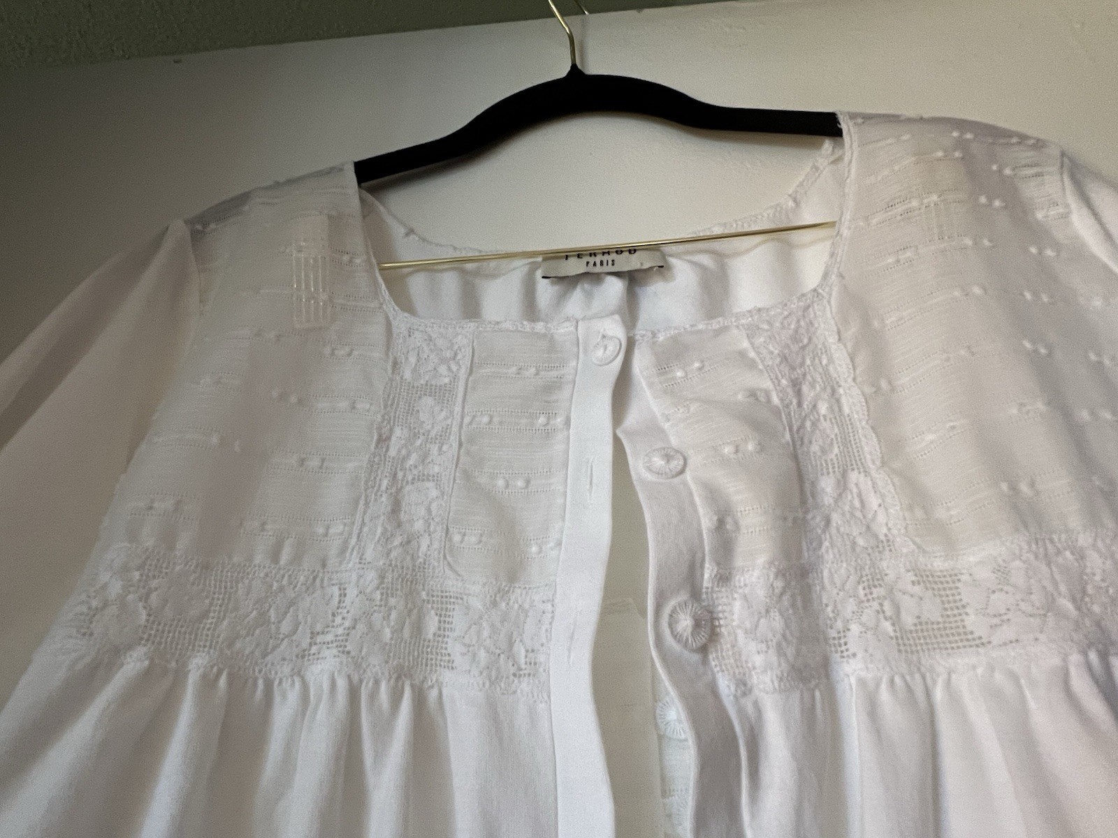 Feraud Paris Set Of Nightgown And Robe, Cotton And Lace,White, Size M