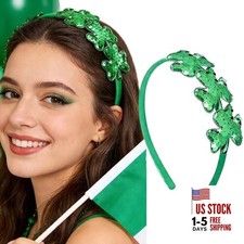 St. Patrick's Day Headband for Women - Green Sequin Shamrock Hairband, Festive
