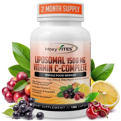 MoxyVites Liposomal Vitamin C with Zinc, Organic Elderberry