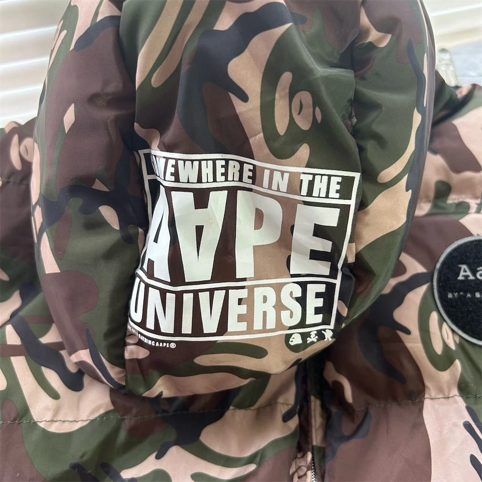 AAPE by A Bathing Ape Men's Green Camo Down Puffer Jacket Size L - Image 4 of 4