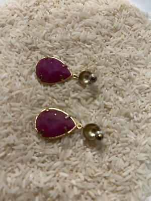 Merci Beaucoup Amethyst medium teardrop hanging earring with stud