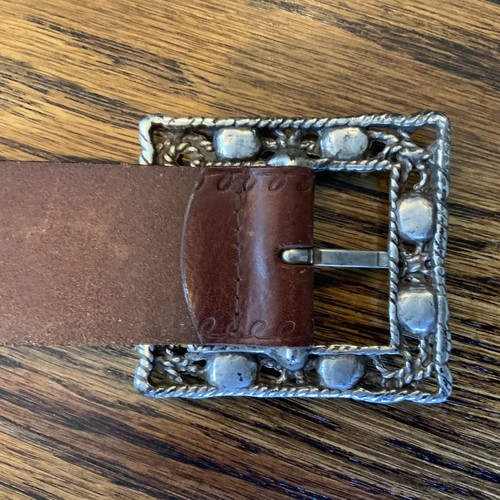 Fossil Womens Leather Belt Small Brown Stone Embellished Buckle Boho Metal - Picture 9 of 9