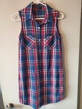 TOMMY HILFIGER Womens Summer Dress Plaid Pocketed Sleeveless Sail Away Size 4