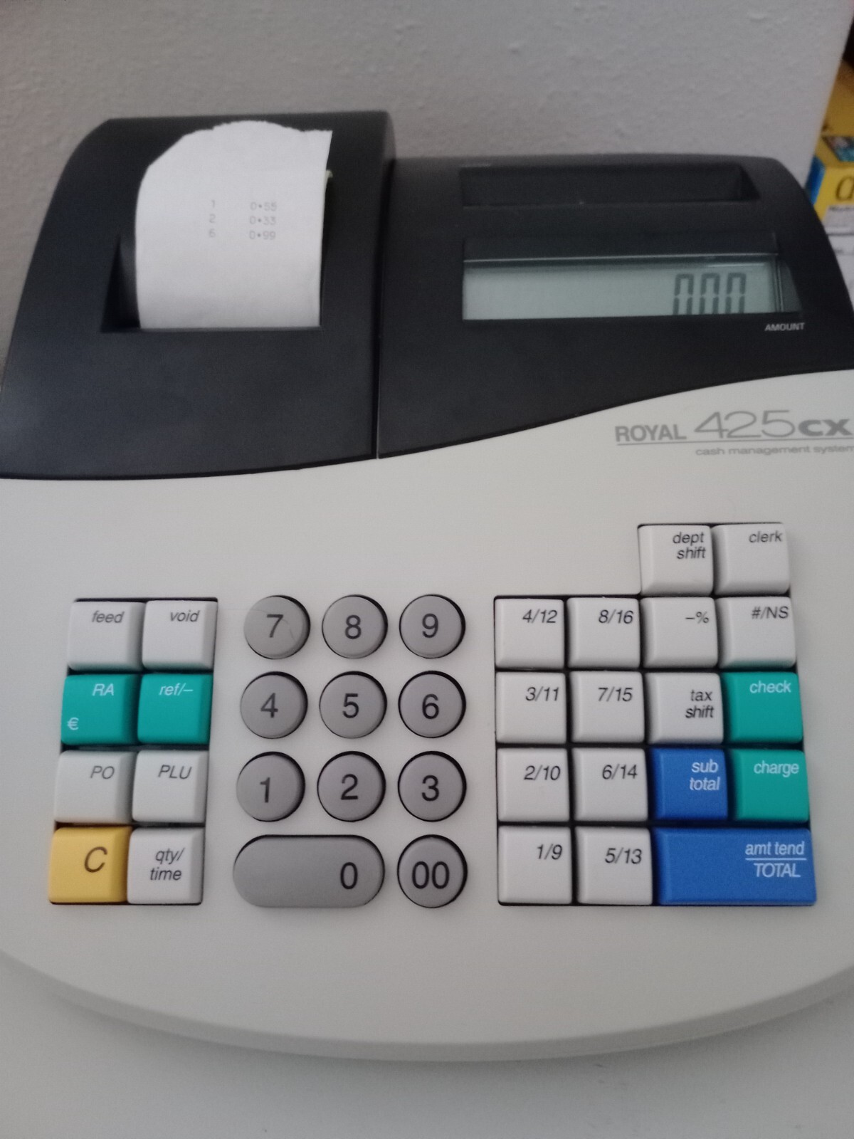 Royal Electronic Cash Register Model 425CX White POS WORKING NO KEYS