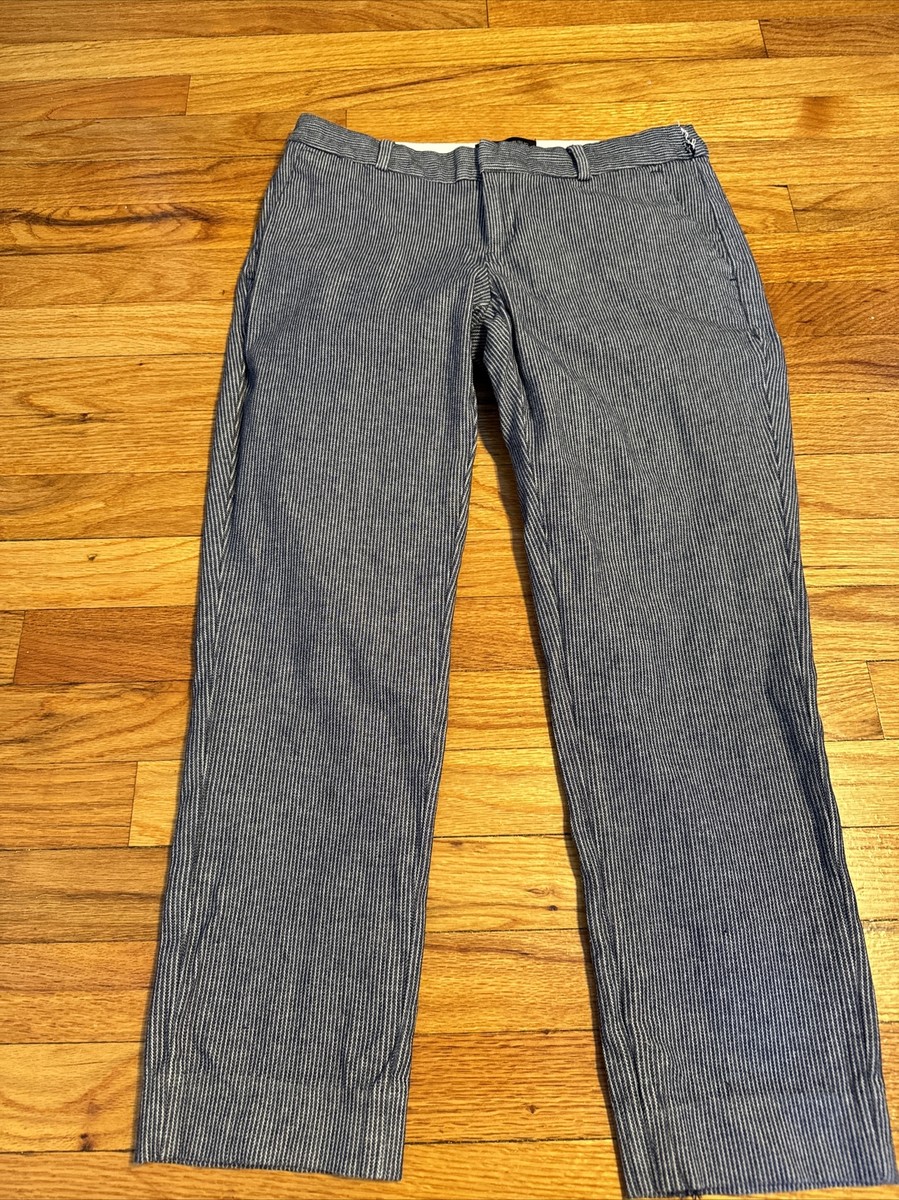 Banana Republic Pants Women's 2P Petite Avery Crop Blue Pinstripe Stretch  EUC