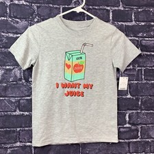 Hybrid Boys Small Gray " I Want Juice" Juice box Shirt