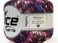 Purple Pink Pale Gold Ladder Ribbon Yarn 34027 Ice Trellis Railroad 50gr