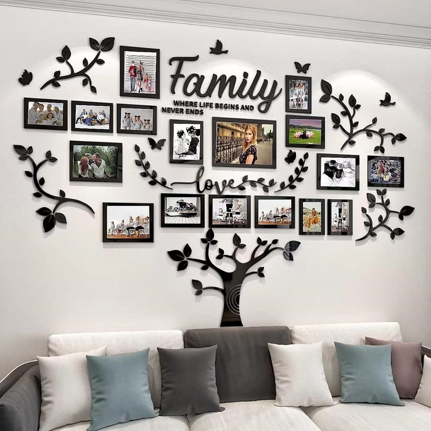 Picture Frames Collage Wall Decor - Family Tree Wall Decor for Living Room 4X6 5-image