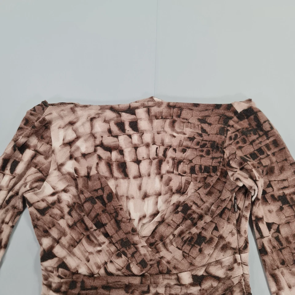 Vestido ceñido al cuerpo para mujer Max Mara marrón mediano estampado animal con estampado fruncido a la rodilla Foto 2 de 4