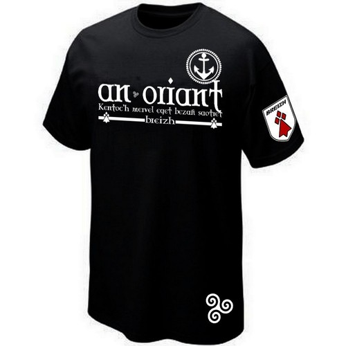 T-shirt Breizh Breton Tregueux Celtic – Motif Triskell, Noir, Coton, Neuf Avec étiquettes