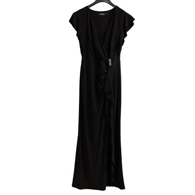 Lauren Ralph Lauren Dress Womens 8 Black Jersey Knit Maxi Sequin Clip Event  Gala | eBay