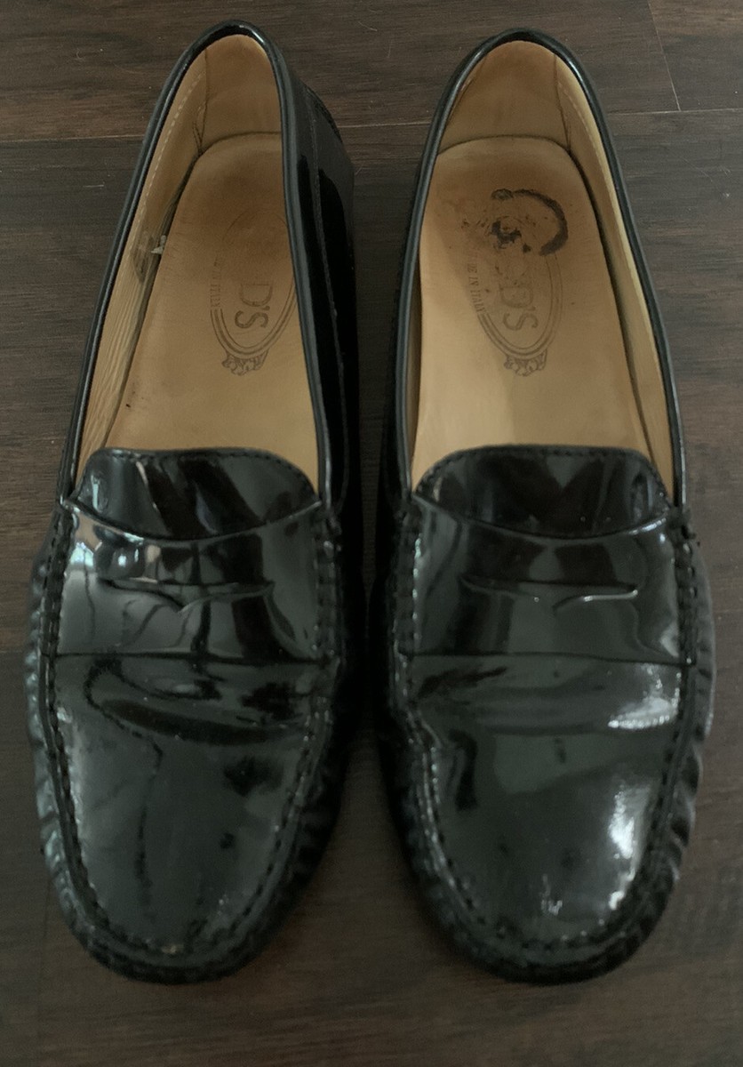 TODS Gommini Black Patent Leather Driving Loafers Moccasins  display picture 1