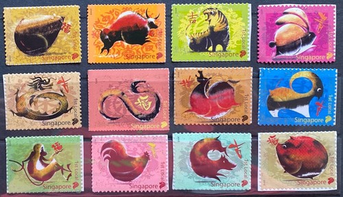 SINGAPORE 2008-19 生肖全轮不干膠邮票 Lunar New Year Self-Adhesive stamp complete circle - 第 1/1 張圖片