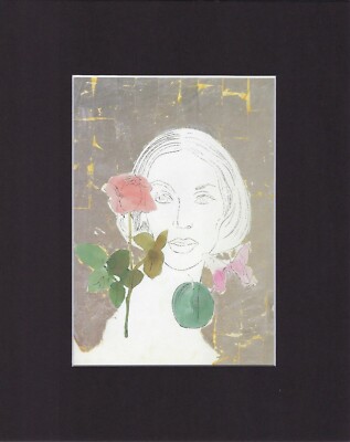 8X10'' Matted Print Art Picture, Andy Warhol, Fashion: Woman Face and Rose