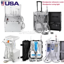 Portable Dental Delivery Unit Mobile Case Air Compressor Syringe Suction 4 Holes