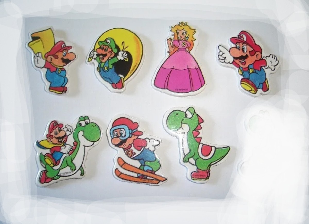 SUPER MARIO WORLD SNES SOFT STICKERS FIGURINES SET NINTENDO