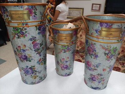 MACKENZIE-CHILDS FLOWER MARKET GALVANIZED FLOWER Bucket - SET OF THREE