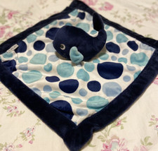 Carter's Navy Blue Plush Whale Polka Dots Baby Boy Security Blanket Teal Lovey