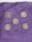 Mercury Dimes 1941-1945 90% Silver, Circulated, Lot of 5. 1924, 1925, 1937, 1941