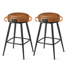 EKHO Collection - Swivel Bar Stools Set of 2, Counter Height Backless Bar Sto...
