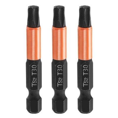 3pcs T30 Torx Head Screwdriver Bit 2'' Long 1/4'' Hex Shank Magnetic Screw Driver