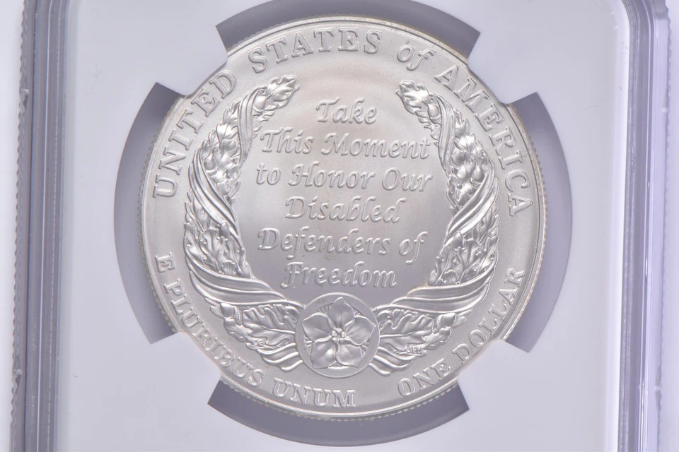 MS70 2010-W Disabled Veterans Commemorative Silver Dollar $1 NGC Brown Lbl *2868 - Image 4 of 4