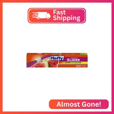 Hefty Slider Jumbo Storage Bags, 2.5 Gallon Size, 12 Count