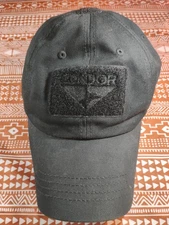 Condor Tactical Hat Cap Flexfit Size Small/Md Black Hook N Loop Patch Front/Back