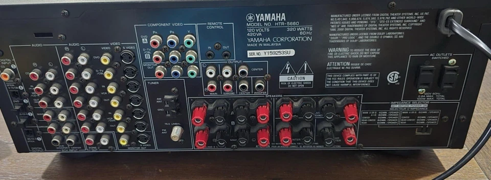 Yamaha HTR-5660 Digital Home Theater Receiver 6-Channel - Image 4 of 4