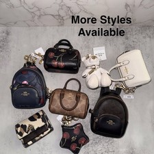 COACH Leather Bag Charm Keychains Various Styles NWT